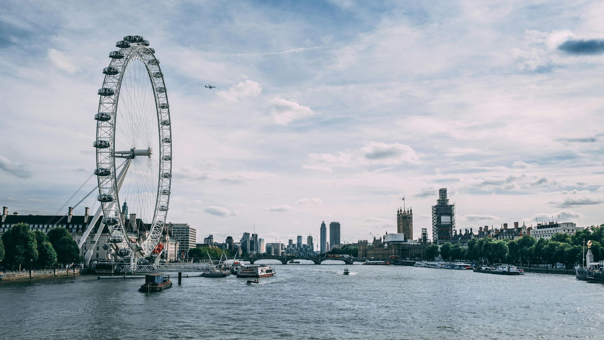 London skyline along the River Thames